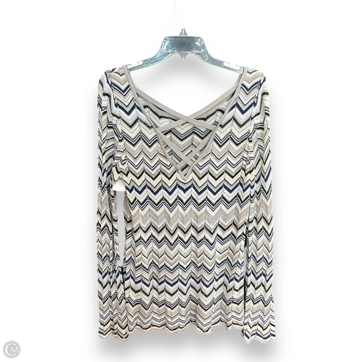 Top Long Sleeve By White House Black Market In Geometric Pattern, Size: Xl