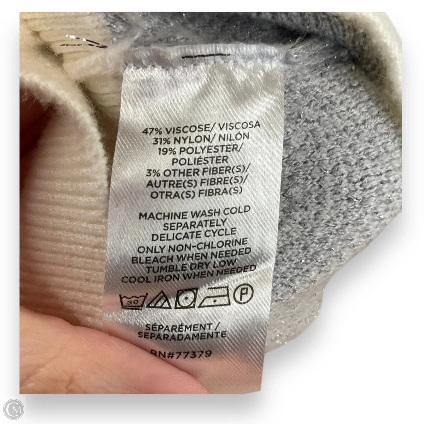 Sweater By Ann Taylor In Silver, Size: L