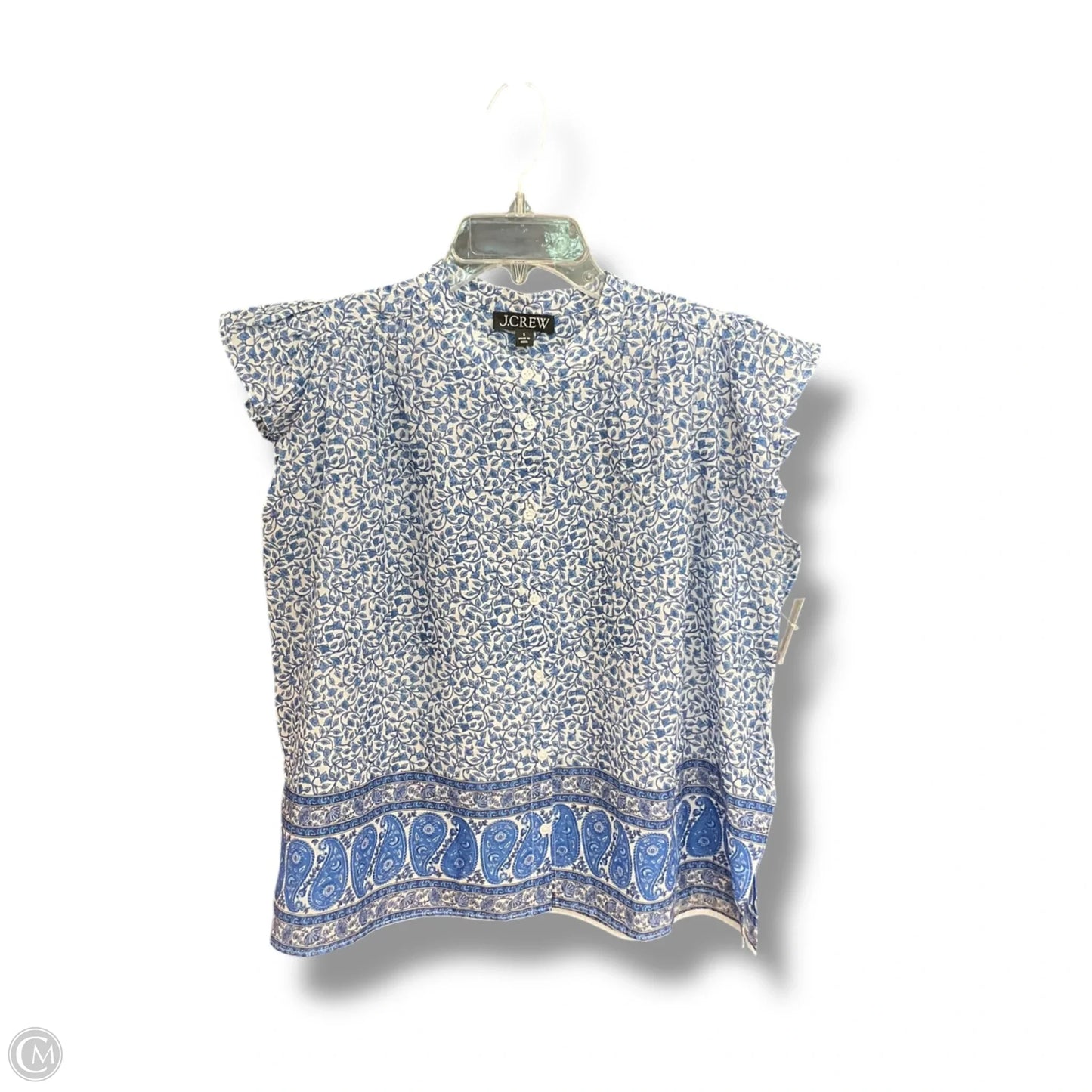 Blouse Sleeveless By J. Crew In Blue & White, Size: S