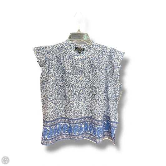 Blouse Sleeveless By J. Crew In Blue & White, Size: S
