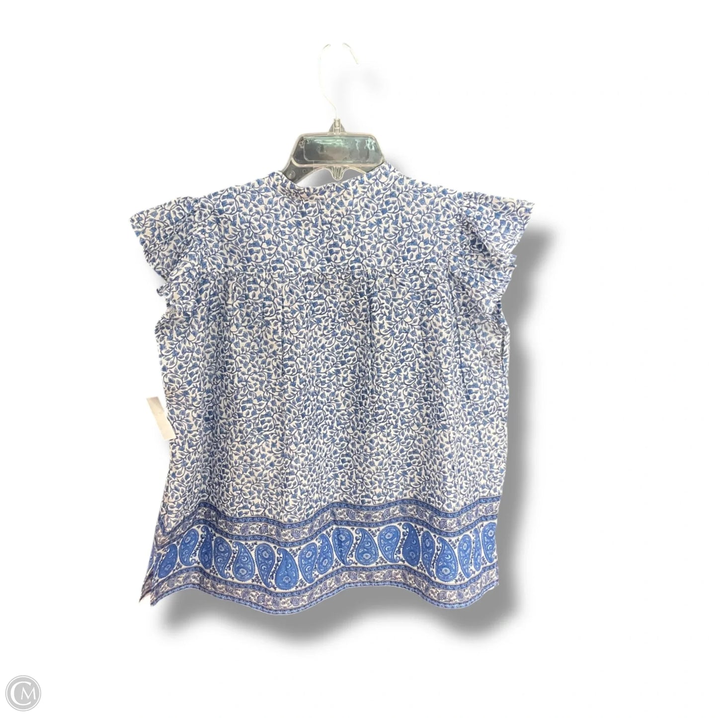Blouse Sleeveless By J. Crew In Blue & White, Size: S