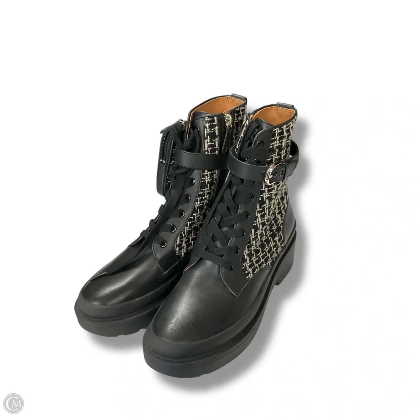 Boots Designer By Kate Spade In Black & Cream, Size: 9