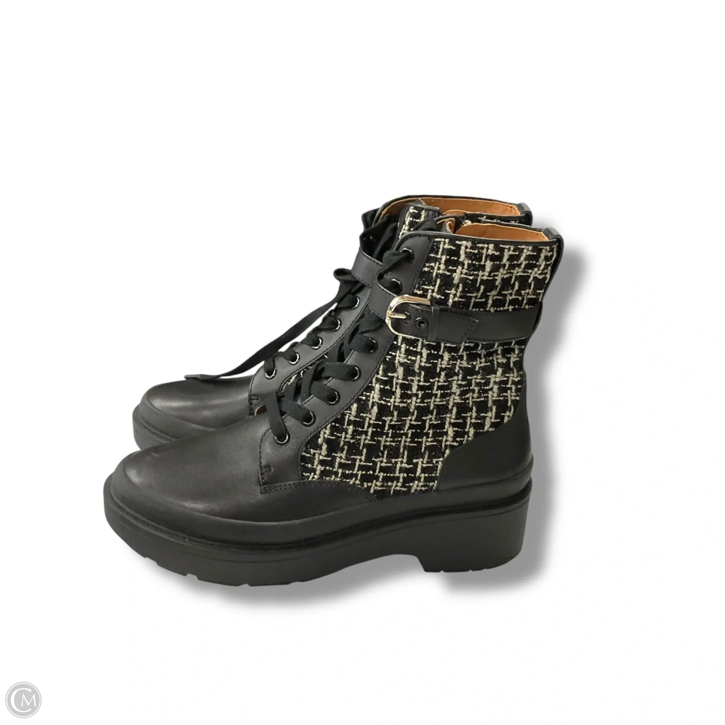 Boots Designer By Kate Spade In Black & Cream, Size: 9