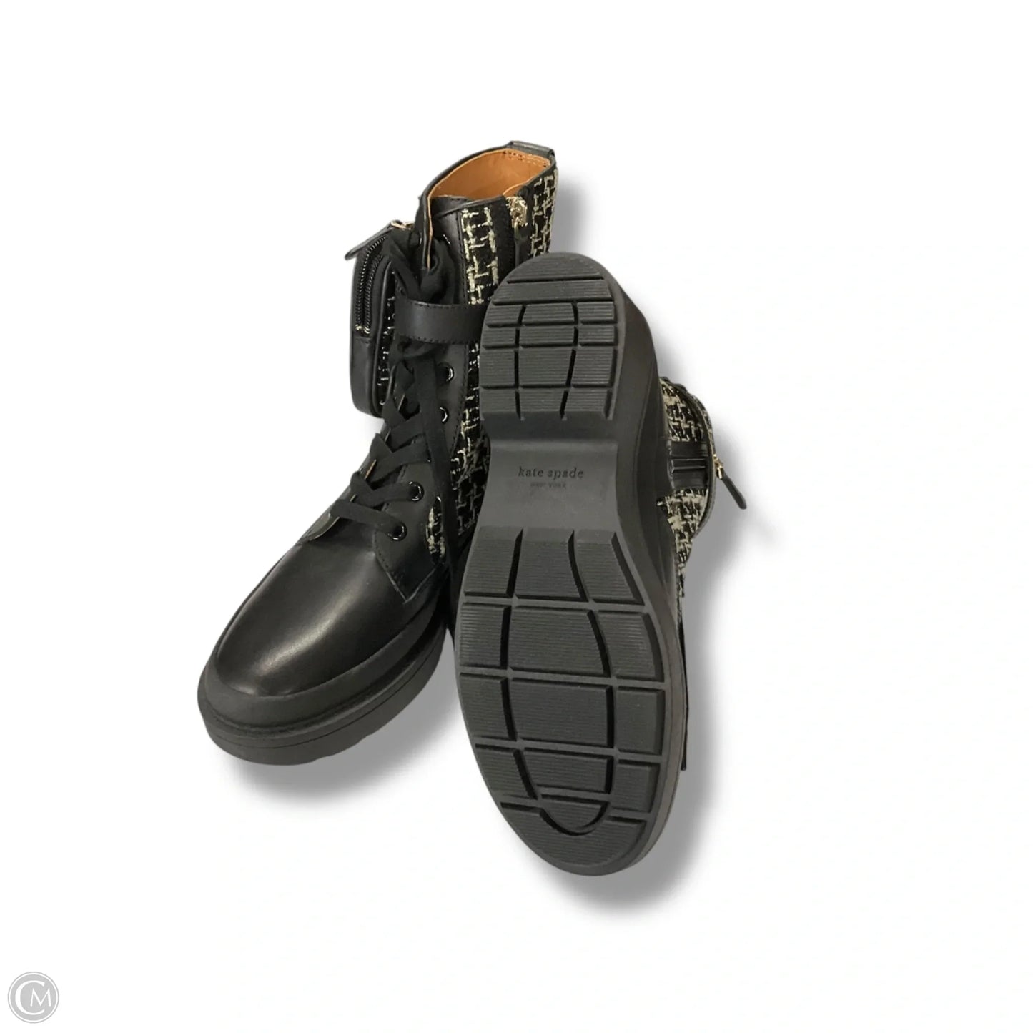 Boots Designer By Kate Spade In Black & Cream, Size: 9