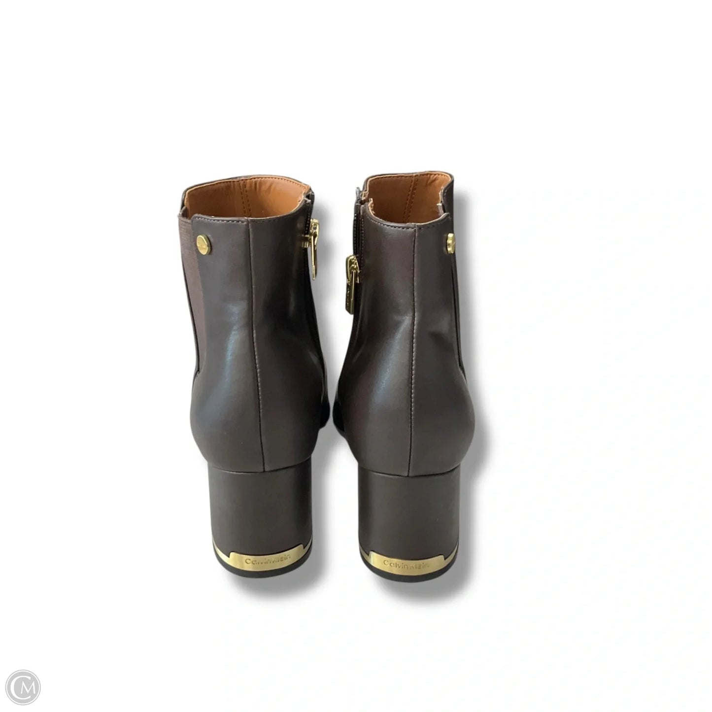 Boots Ankle Heels By Calvin Klein In Maroon, Size: 8