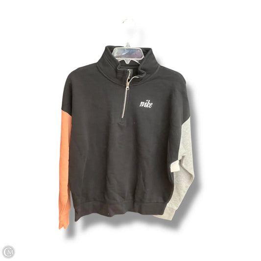 Athletic Top Long Sleeve Collar By Nike Apparel In Black & Grey, Size: S