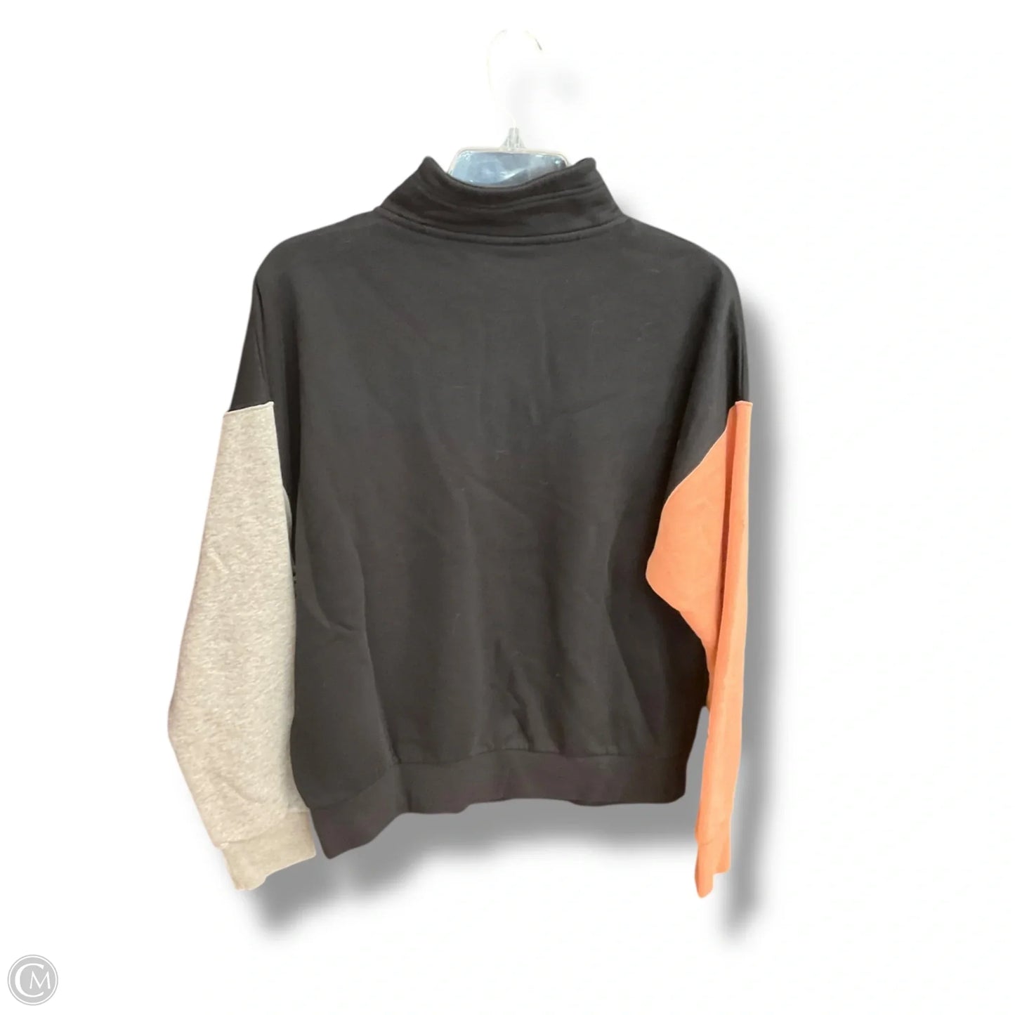 Athletic Top Long Sleeve Collar By Nike Apparel In Black & Grey, Size: S