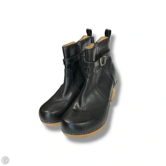 Boots Ankle Heels By Dansko In Black & Tan, Size: 8
