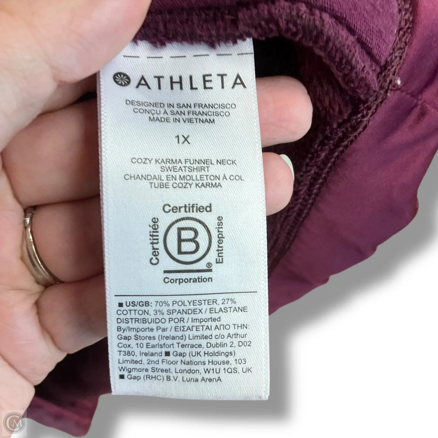 Sweatshirt Collar By Athleta In Red, Size: 1x