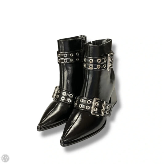 Boots Ankle Heels By Mix No 6 In Black & Silver, Size: 8.5