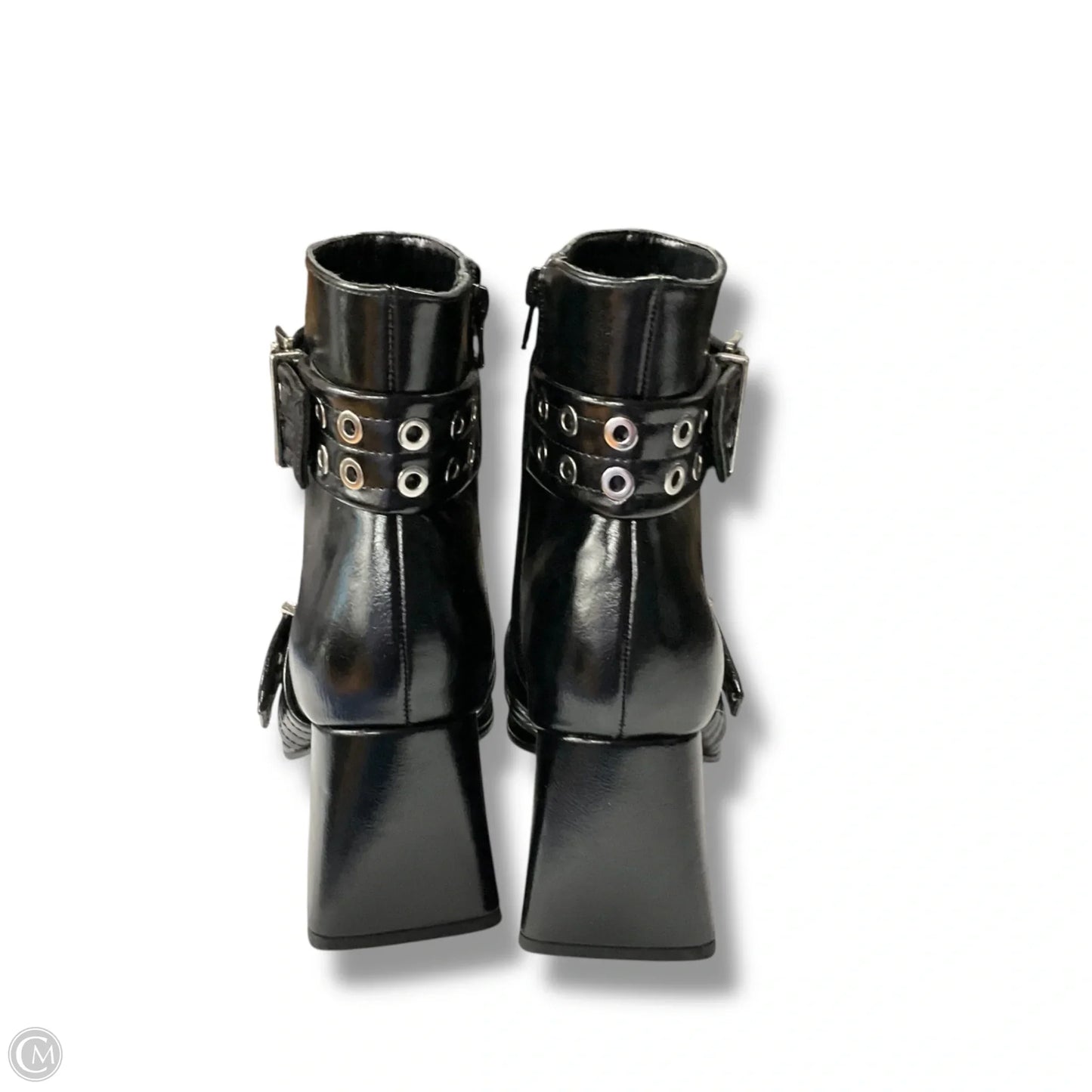 Boots Ankle Heels By Mix No 6 In Black & Silver, Size: 8.5