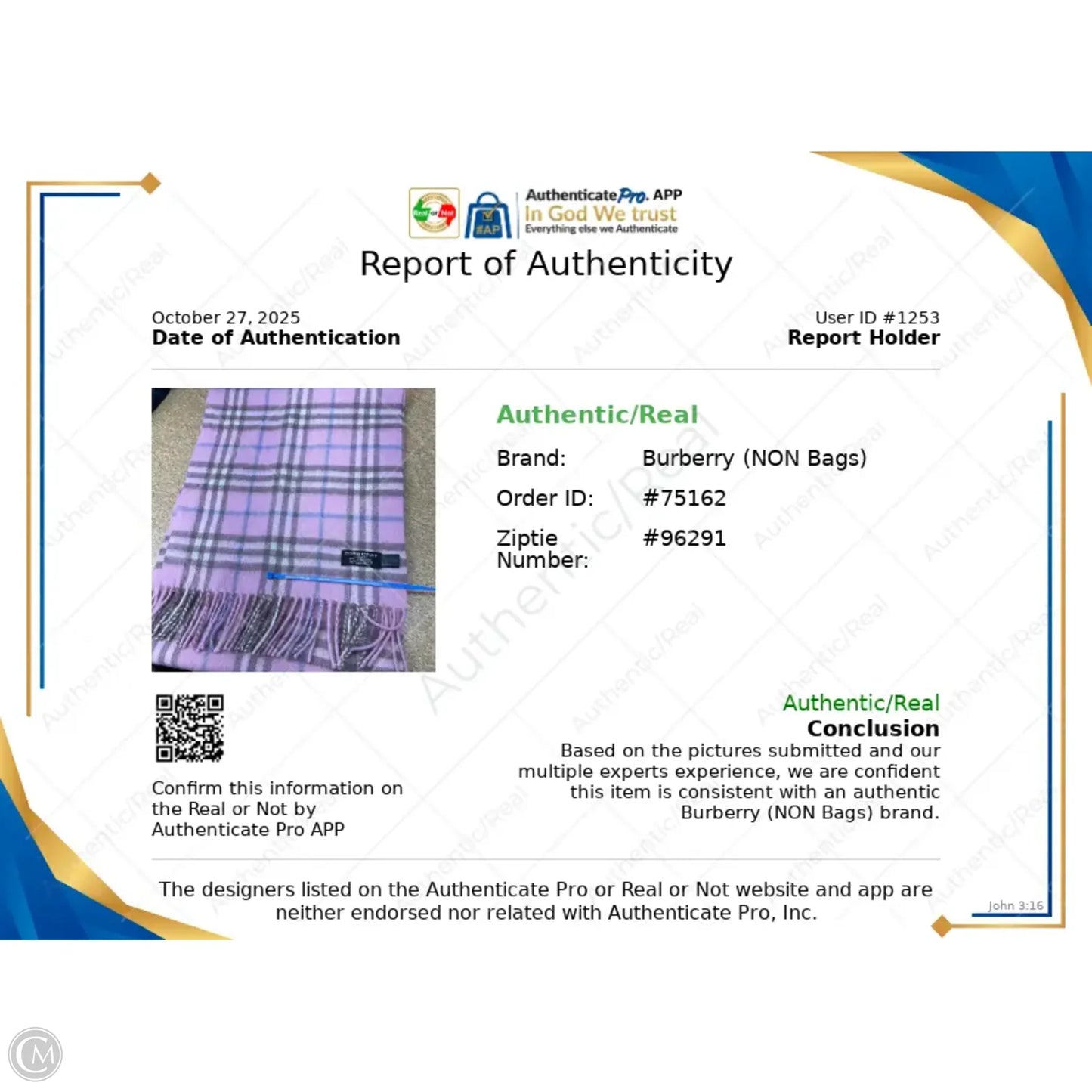 Scarf Luxury Designer By Burberry