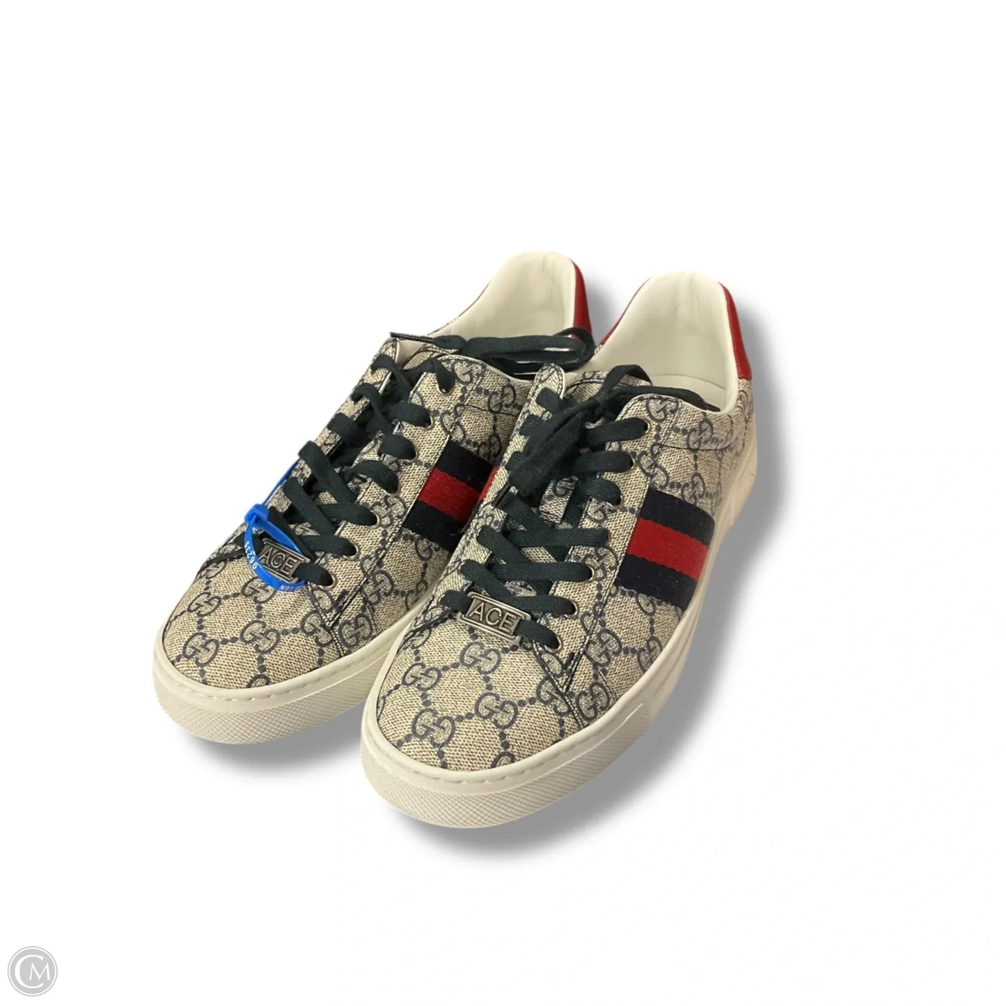 Shoes Luxury Designer By Gucci In Blue & Red, Size: 8.5