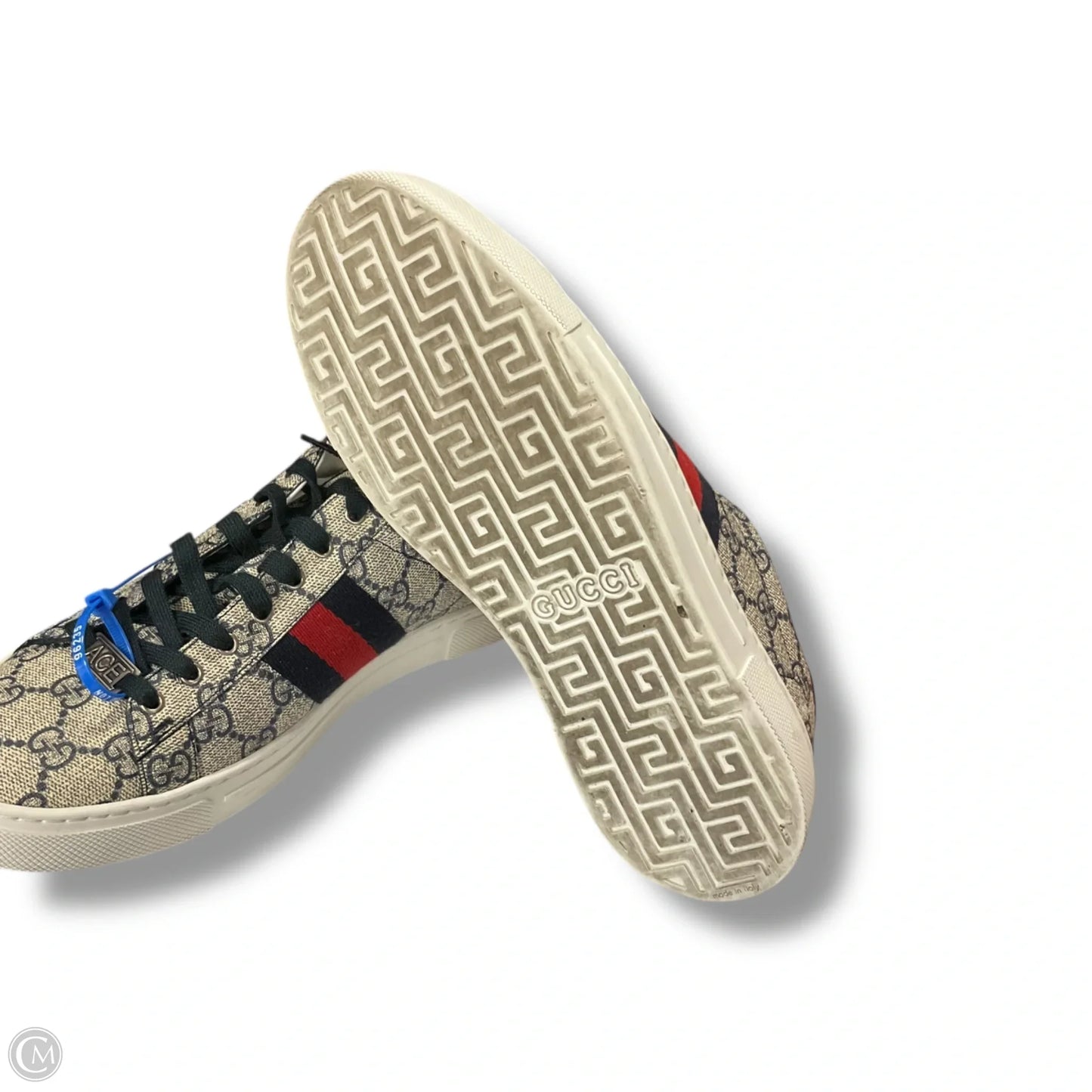 Shoes Luxury Designer By Gucci In Blue & Red, Size: 8.5