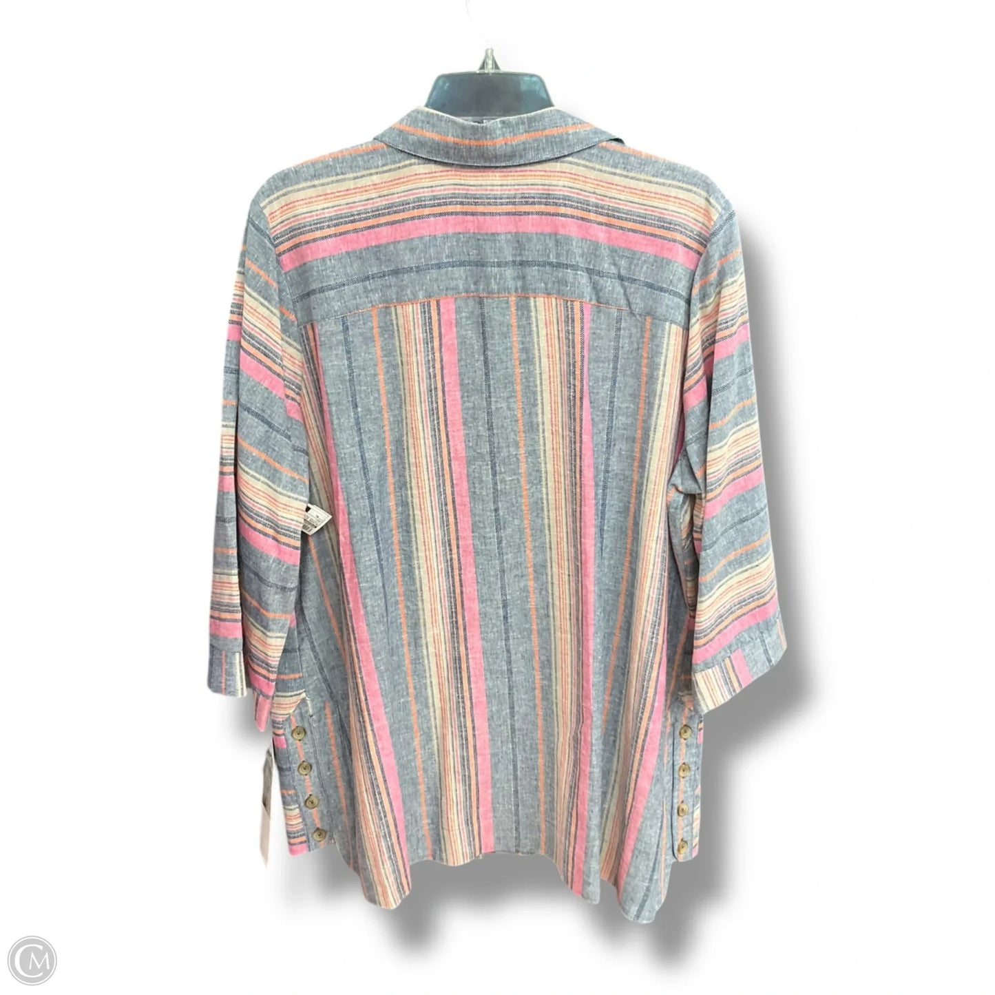 Blouse 3/4 Sleeve By Foxcroft In Striped Pattern, Size: Xl
