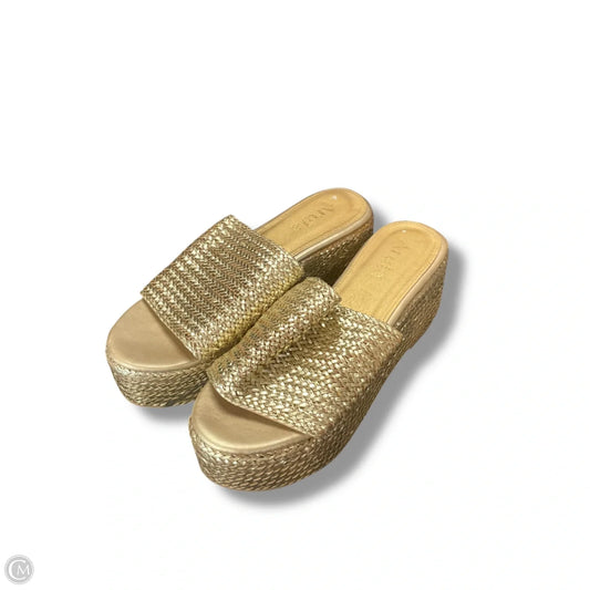Sandals Heels Block By Arula In Gold, Size: 9
