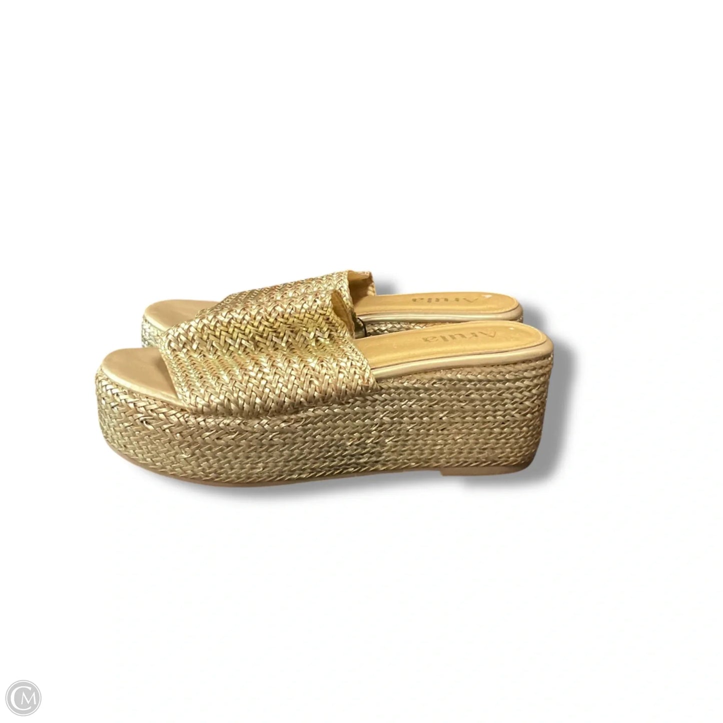 Sandals Heels Block By Arula In Gold, Size: 9