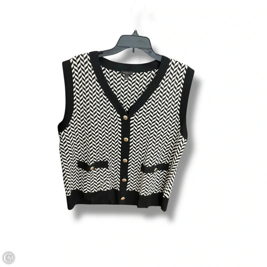 Vest Sweater By Talbots In Black & White, Size: L