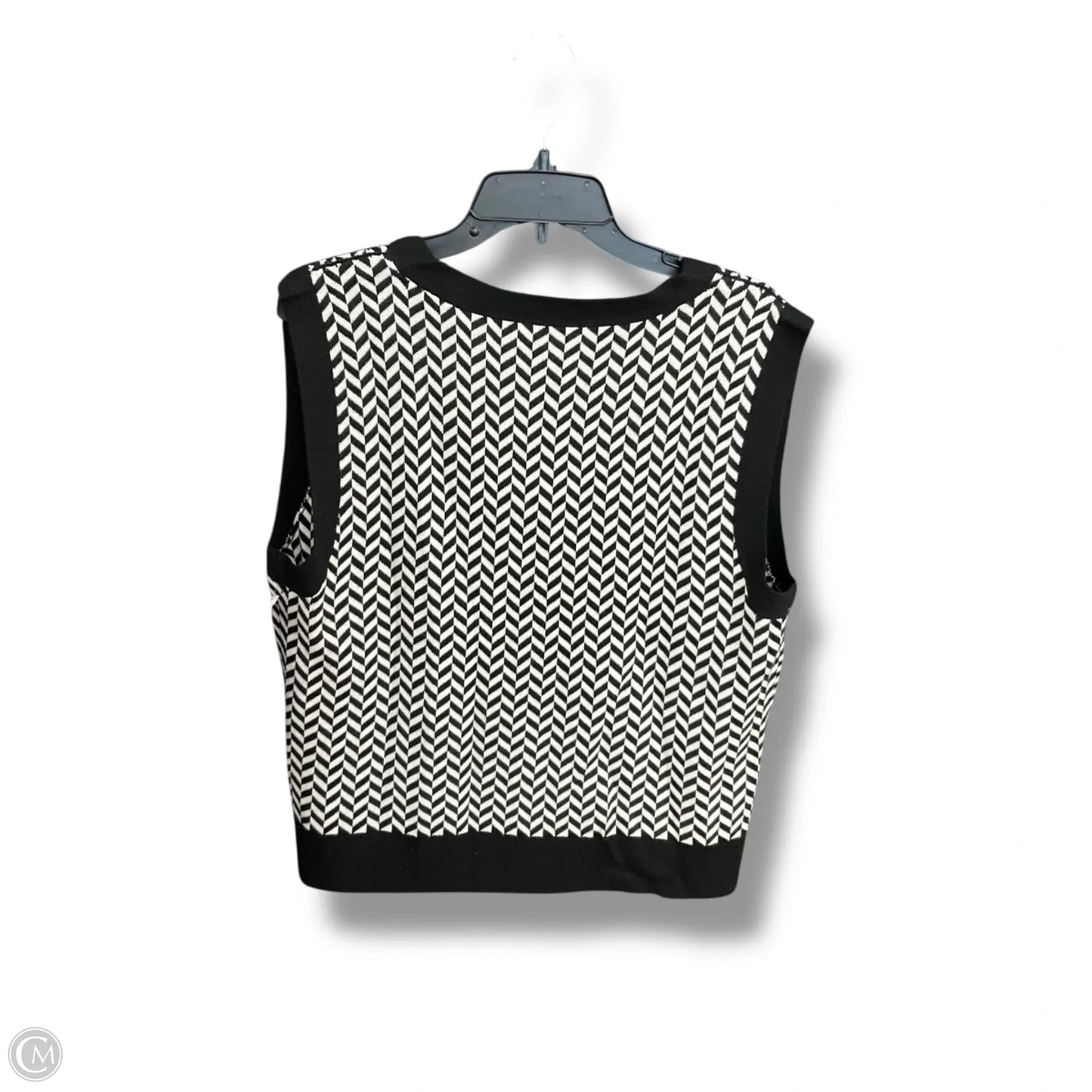 Vest Sweater By Talbots In Black & White, Size: L