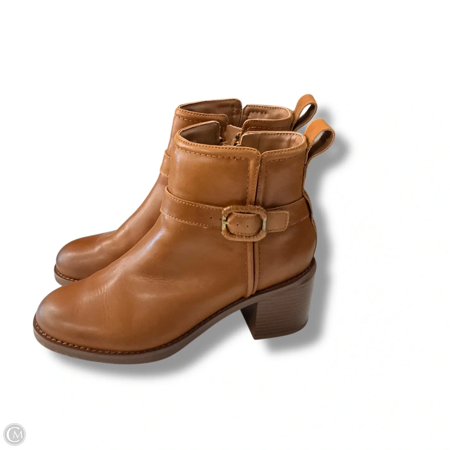 Boots Ankle Heels By Clarks In Brown, Size: 8.5