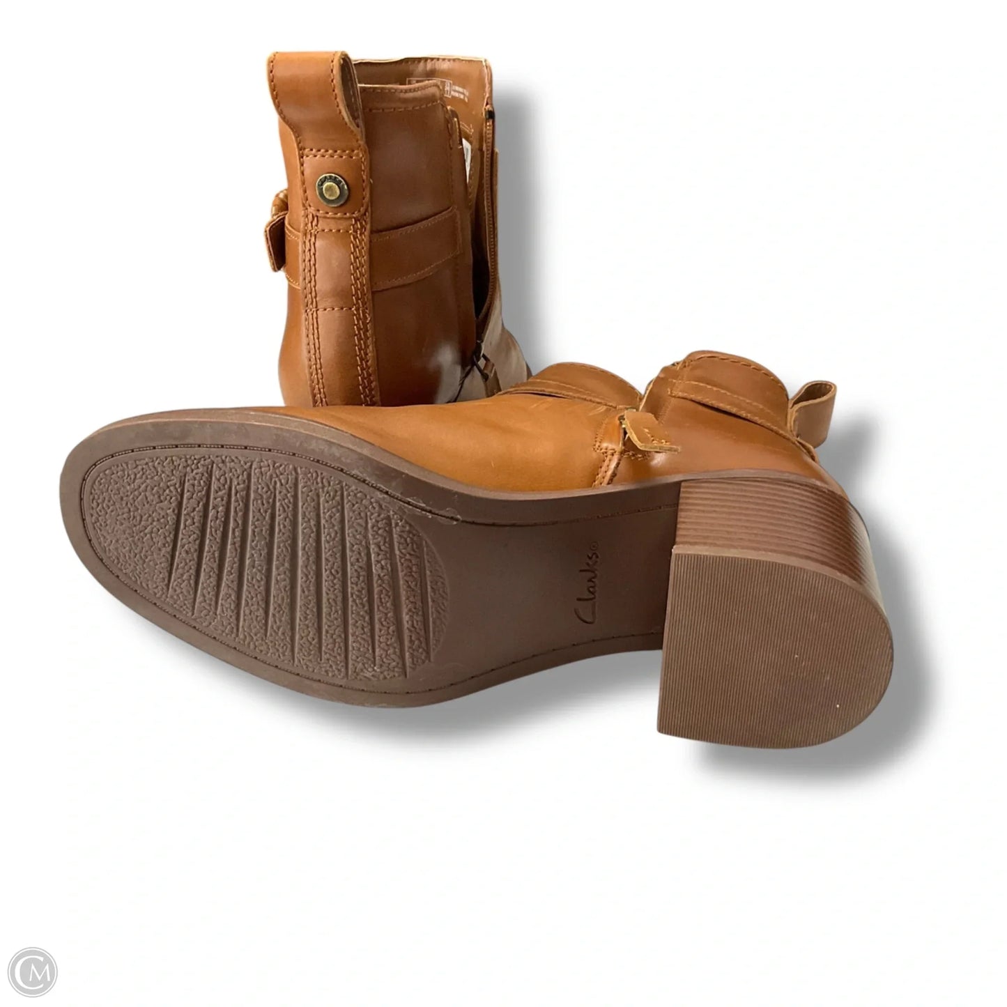 Boots Ankle Heels By Clarks In Brown, Size: 8.5