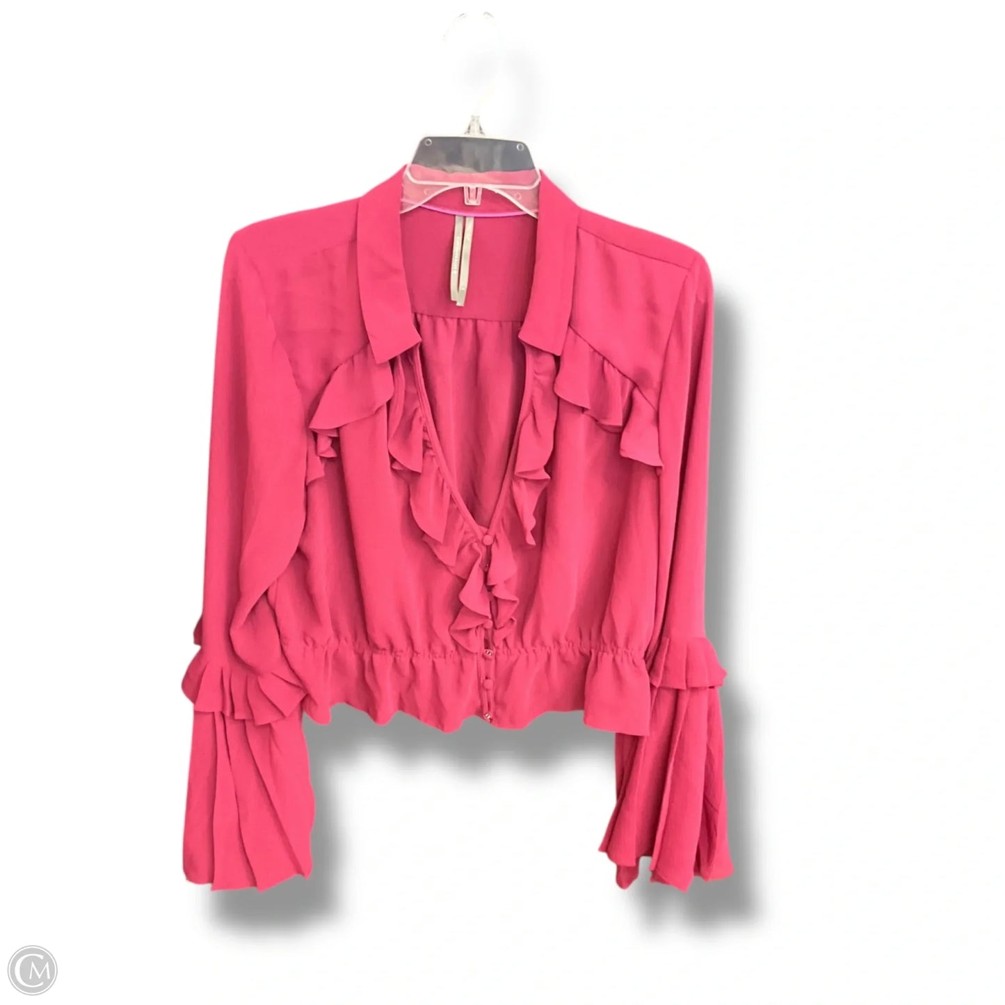 Blouse Long Sleeve By Anthropologie In Pink, Size: L