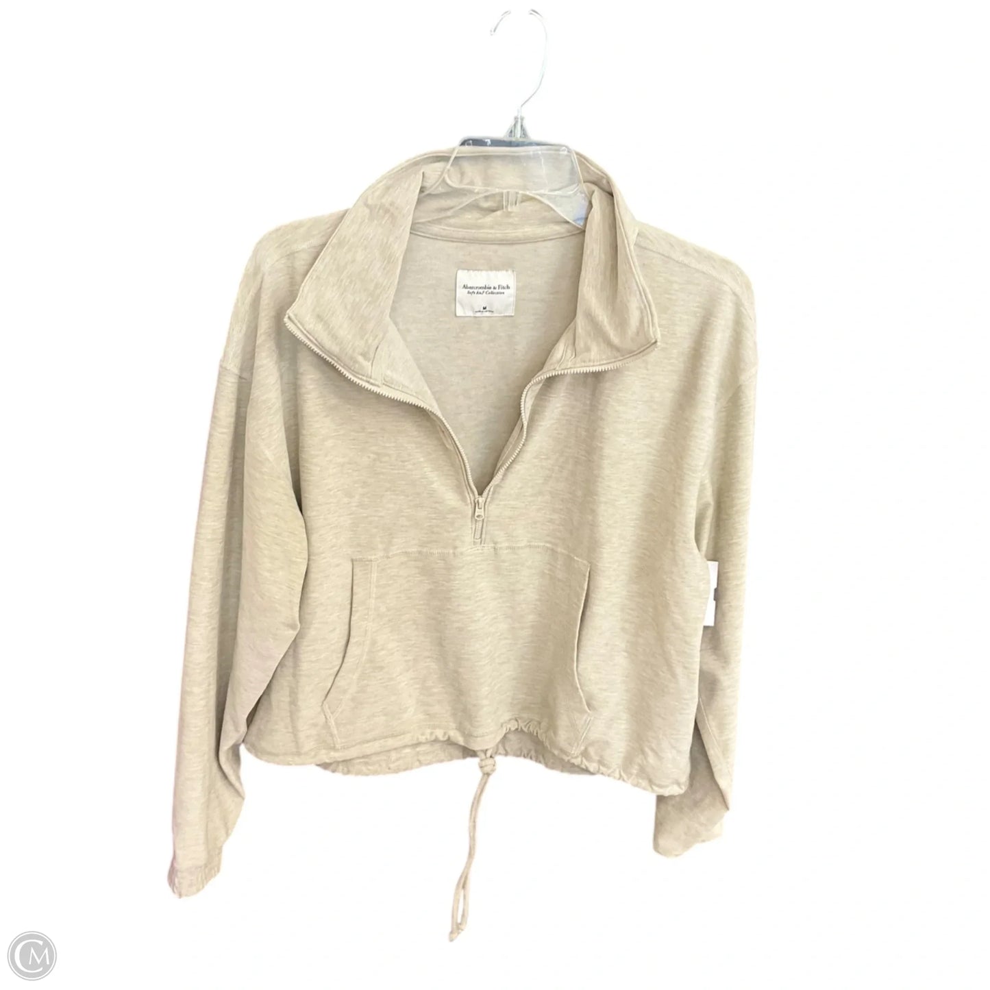 Athletic Top Long Sleeve Hoodie By Abercrombie And Fitch In Beige, Size: M
