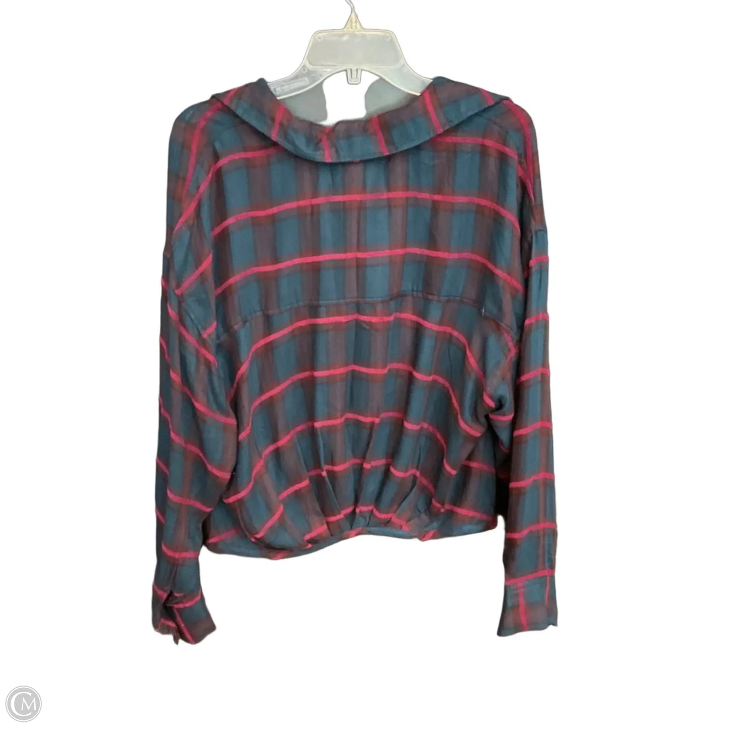 Blouse Long Sleeve By Kut In Plaid Pattern, Size: M