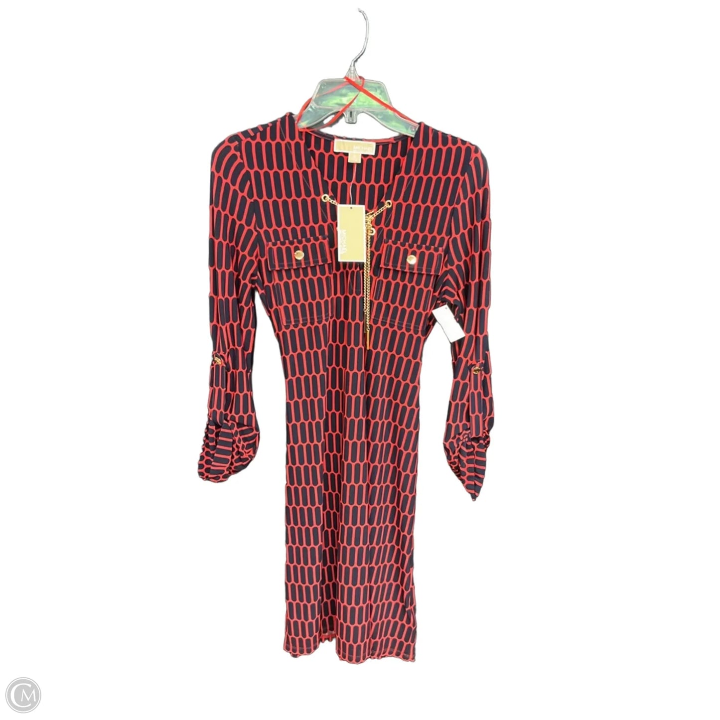 Dress Casual Midi By Michael By Michael Kors In Blue & Red, Size: M
