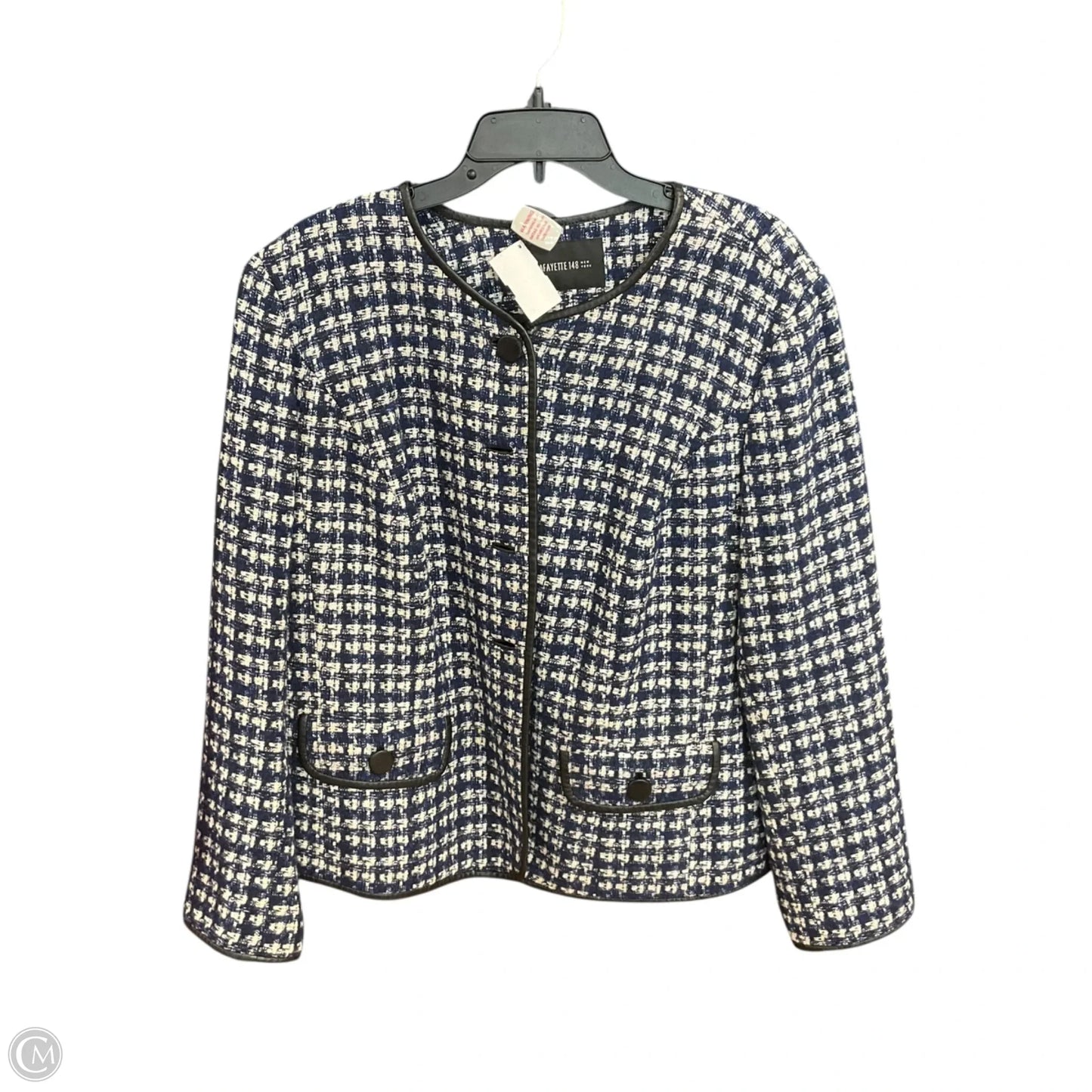 Blazer Designer By Lafayette 148 In Plaid Pattern, Size: Xl