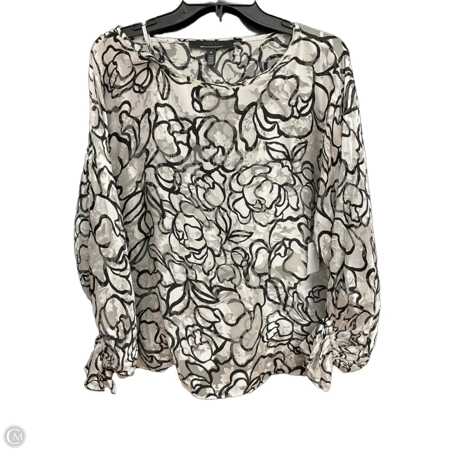 Top Long Sleeve By White House Black Market In Black & White, Size: M