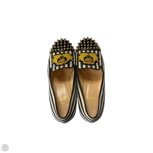 Shoes Luxury Designer By Christian Louboutin In Black & White, Size: 9