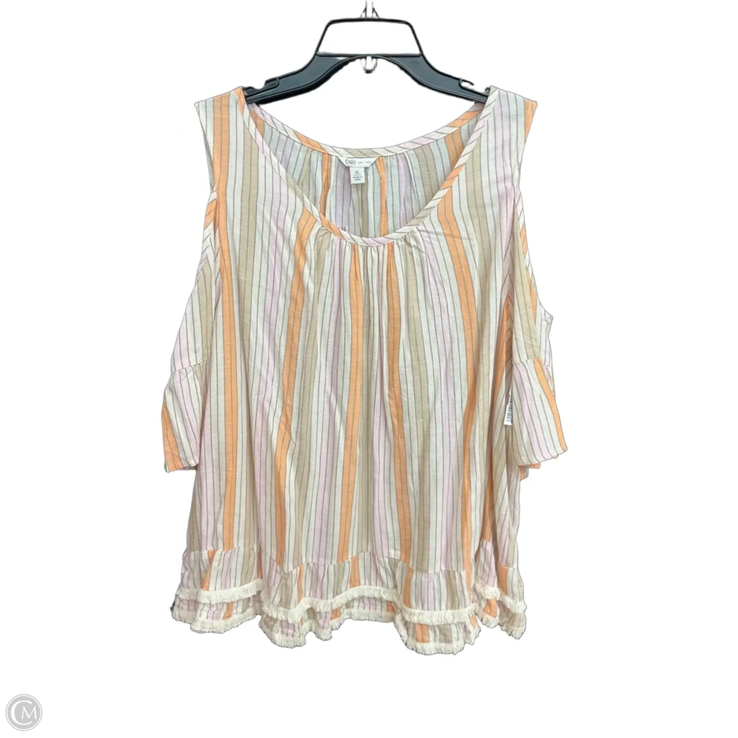 Top Short Sleeve By Cato In Striped Pattern, Size: Xl