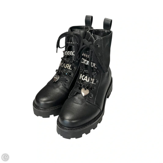 Boots Designer By Karl Lagerfeld In Black, Size: 7