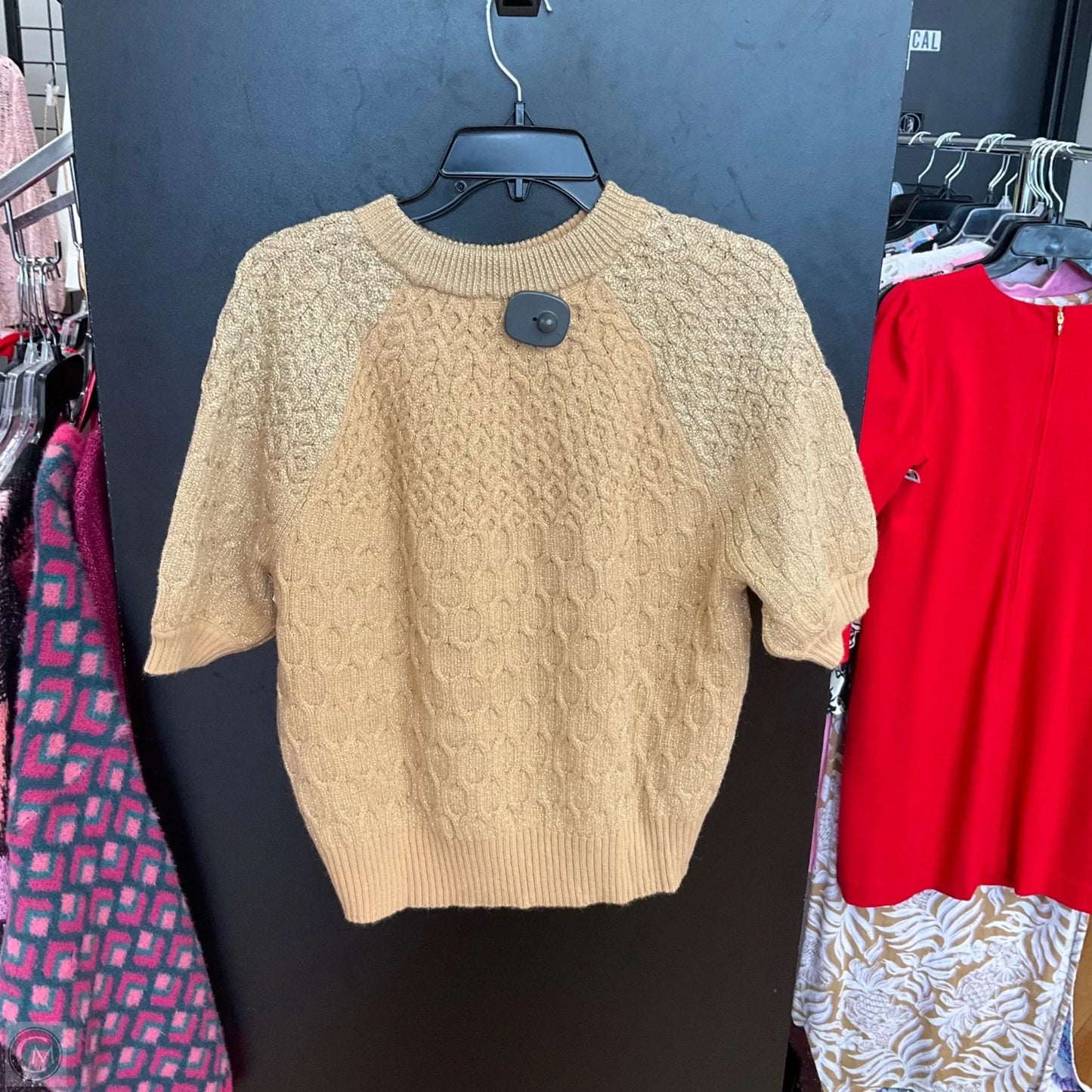 Sweater Short Sleeve By Ann Taylor In Gold, Size: M