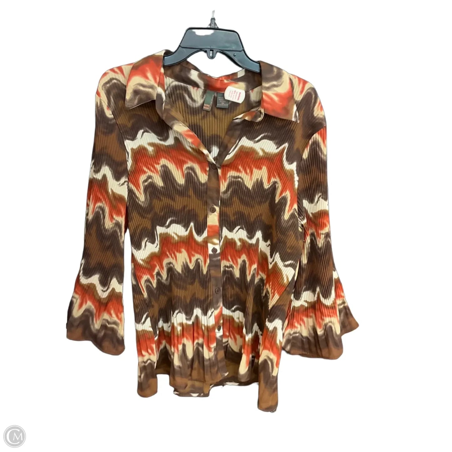 Blouse Long Sleeve By Sere Nade In Brown, Size: 3x