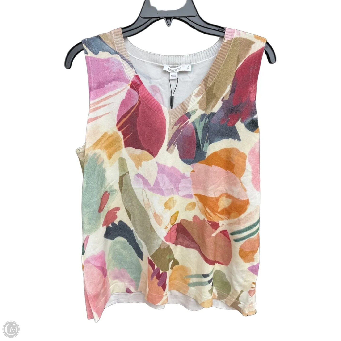 Top 2pc Sleeveless By Chicos In Floral Print, Size: L