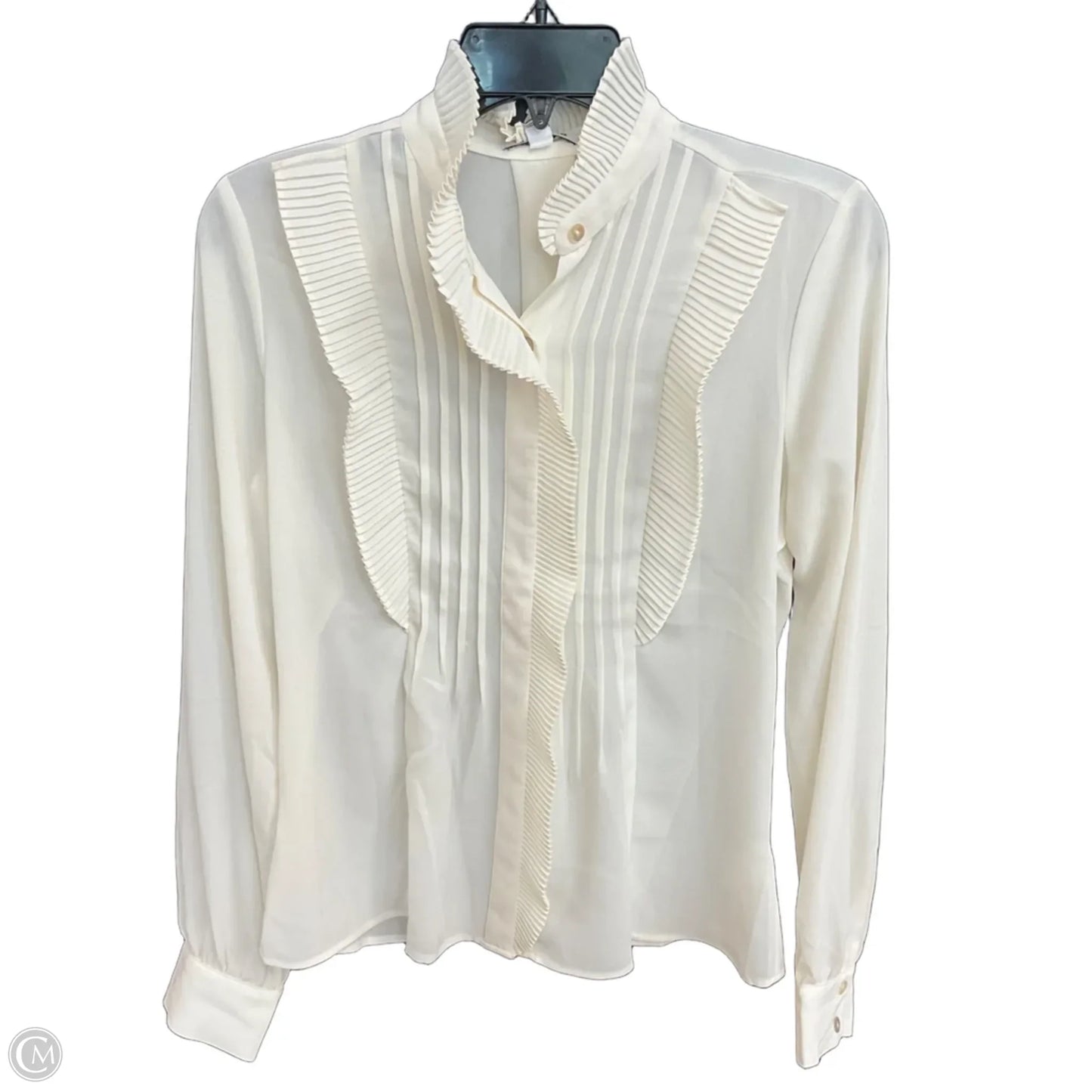 Top Long Sleeve By Express In White, Size: Xs