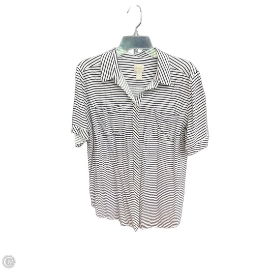 Top Short Sleeve By Chicos In Striped Pattern, Size: L