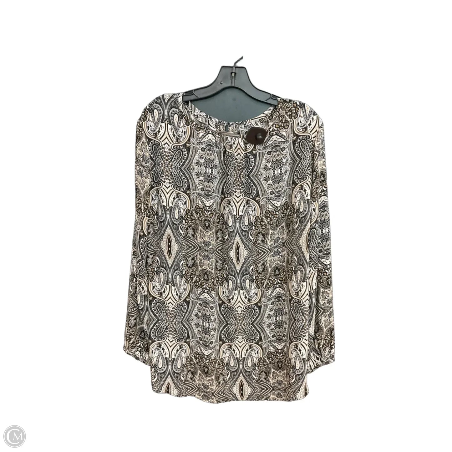Top Long Sleeve By Charter Club In Brown & Gold, Size: Xxl