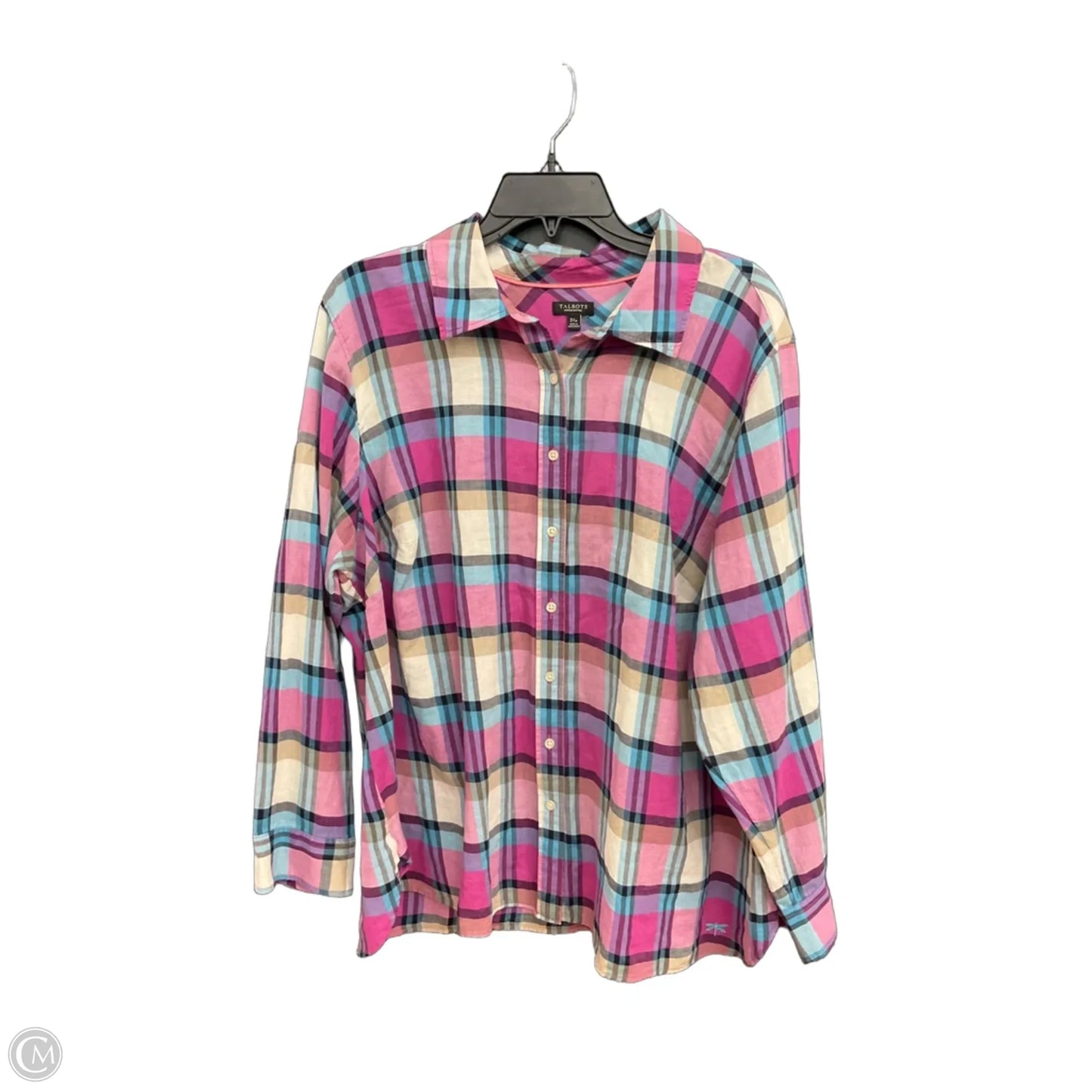 Blouse Long Sleeve By Talbots In Plaid Pattern, Size: 3x