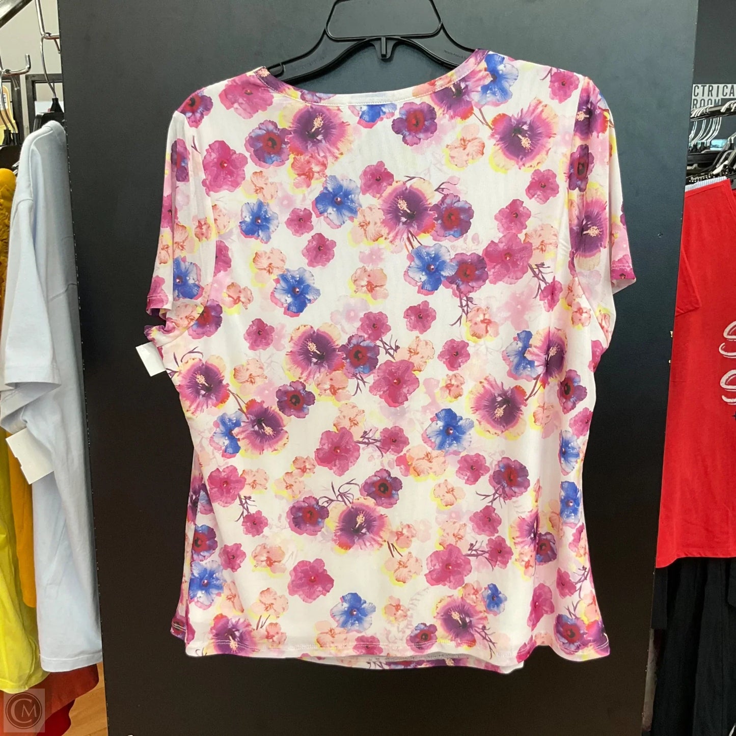 Top Short Sleeve By Bar Iii In Floral Print, Size: 1x