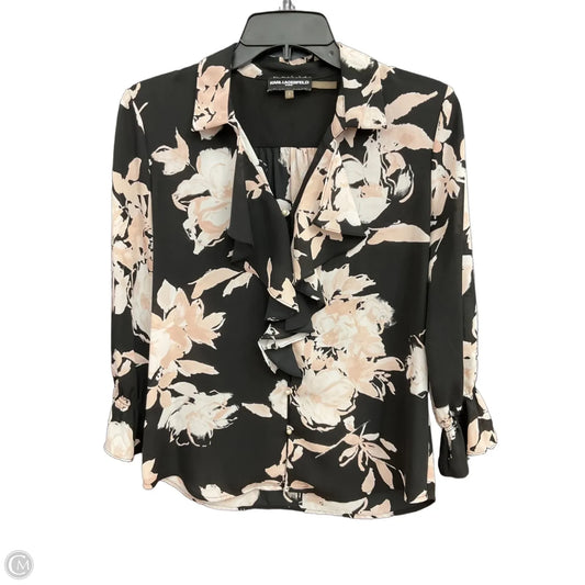 Top Long Sleeve Designer By Karl Lagerfeld In Black, Size: S