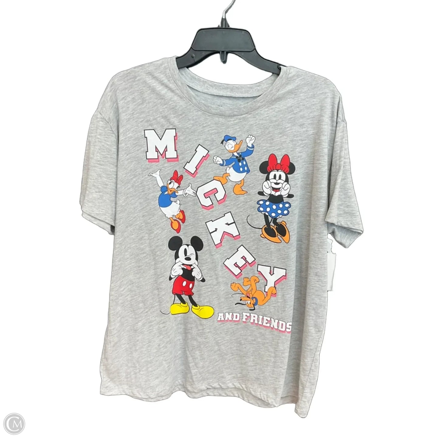 Top Short Sleeve By Disney In Grey, Size: L