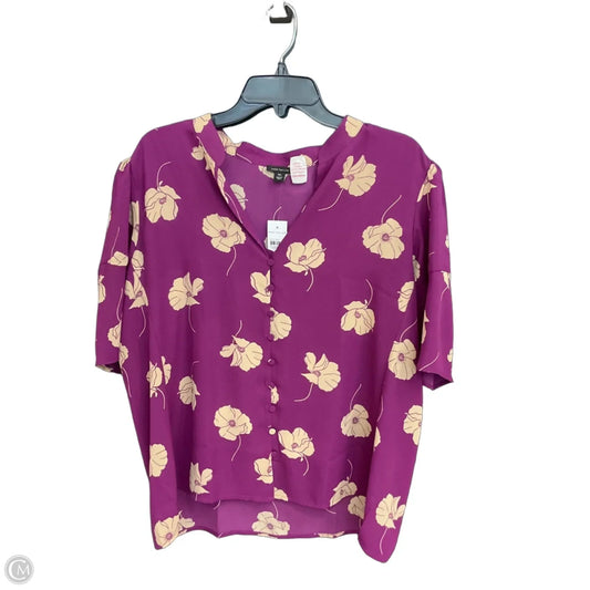 Top Short Sleeve By Ann Taylor In Purple, Size: Xxl