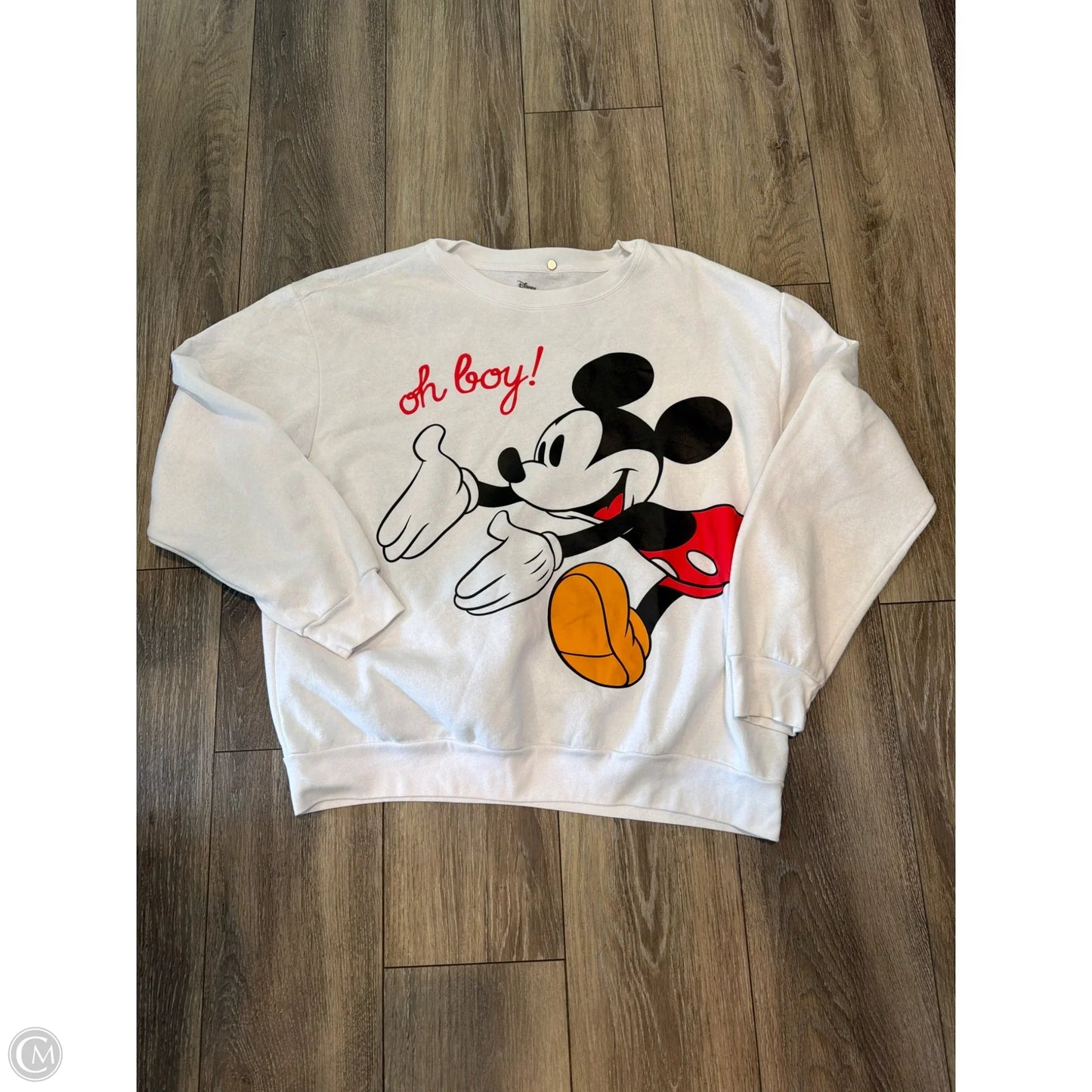 Sweatshirt Collar By Disney In White, Size: 1x
