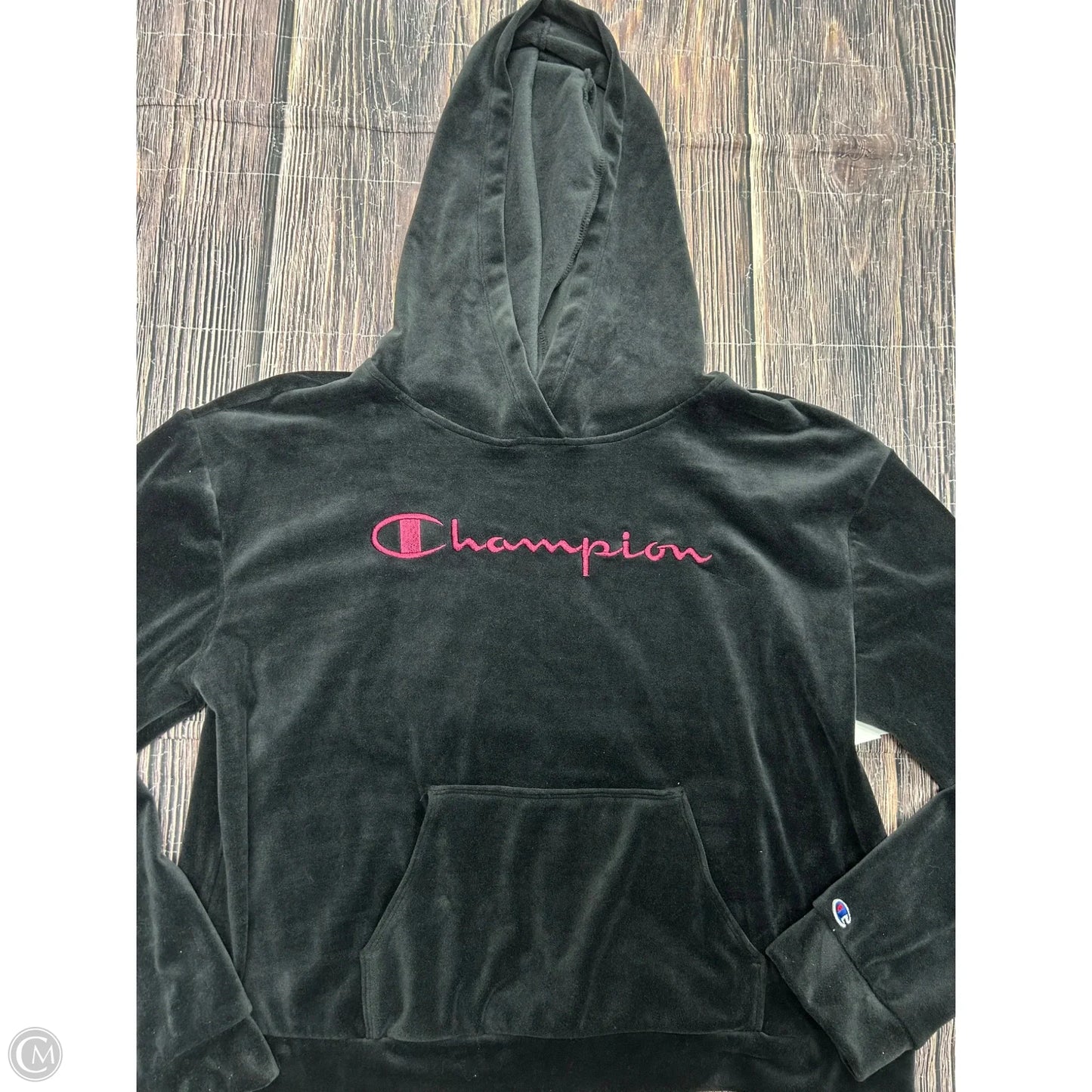 Sweatshirt Hoodie By Champion In Black, Size: L