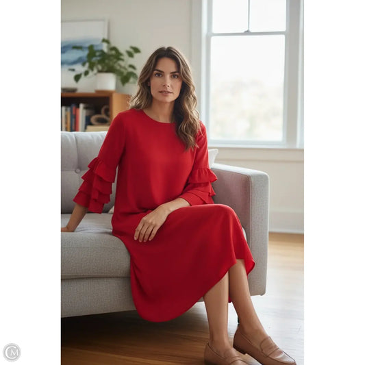 Dress Casual Midi By New York And Co In Red, Size: M