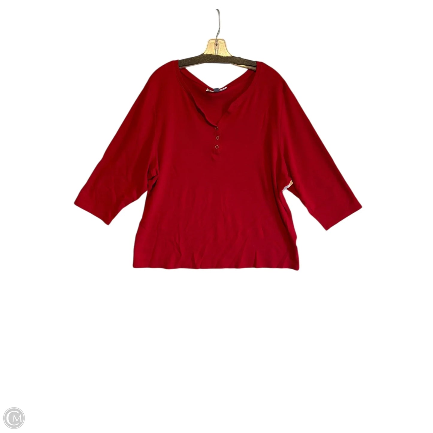 Top Long Sleeve Basic By Karen Scott In Red, Size: 3x