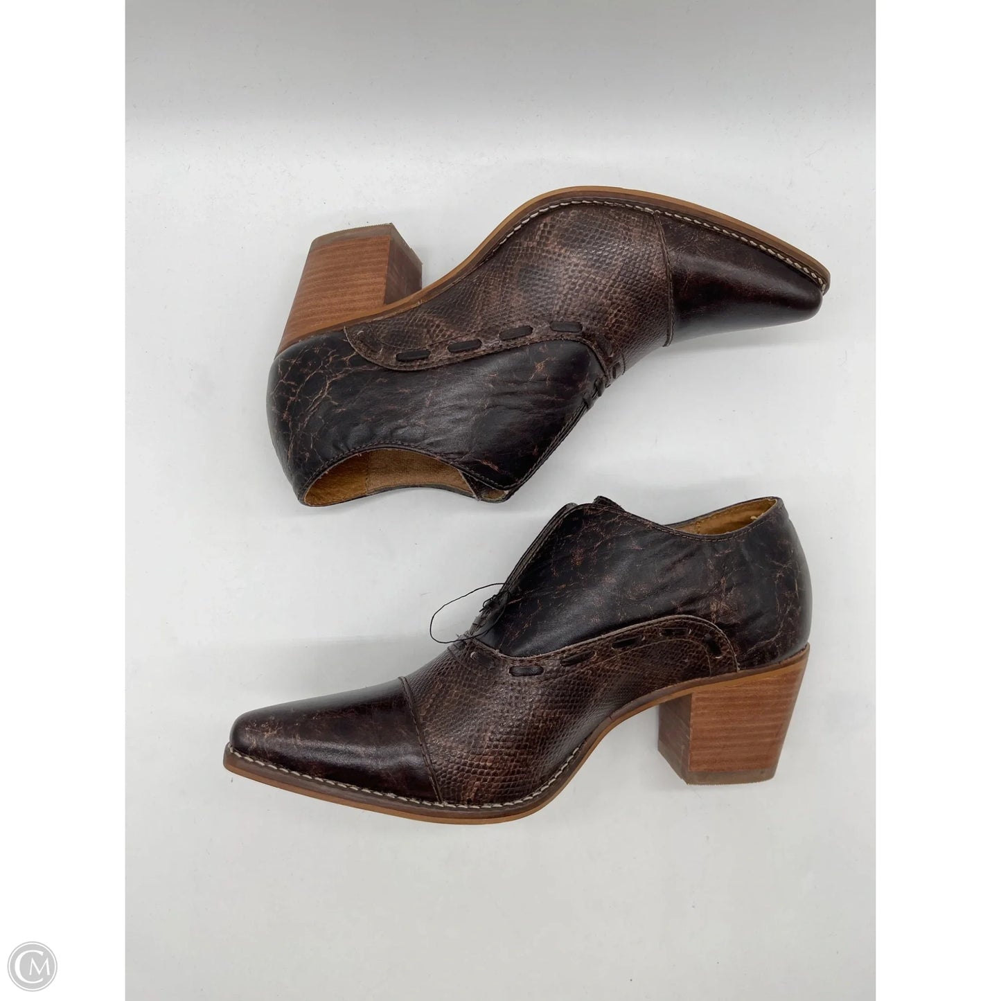 Boots Ankle Heels By Cmb In Brown, Size: 9